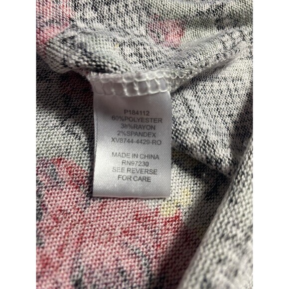 ABSOLUTELY FAMOUS Tunic Top Plaid Red Floral Stretch 3/4 Sleeve Blouse Womens XL - Picture 6 of 7